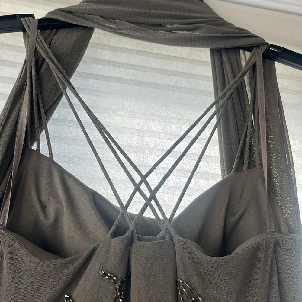 SUE WONG Vintage Nocturne Beaded Gown and scarf wrap - Picture 11 of 17